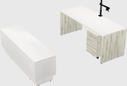 Parallel desk with low credenza