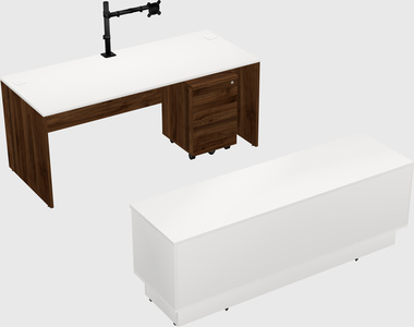 Parallel desk with low credenza