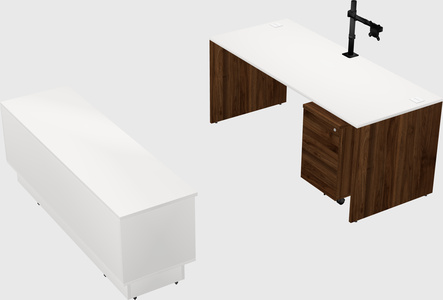 Parallel desk with low credenza