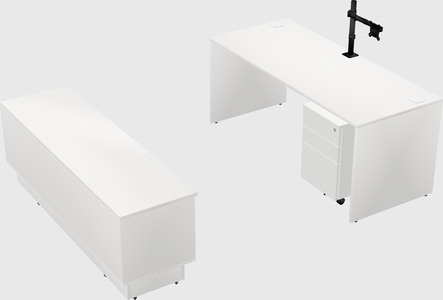 Parallel desk with low credenza