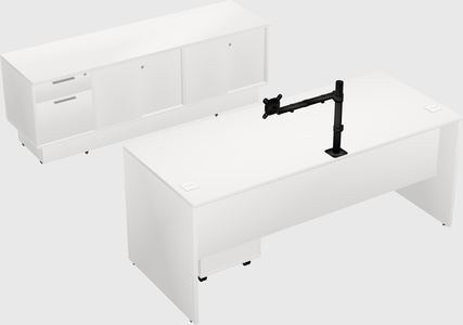Parallel desk with low credenza