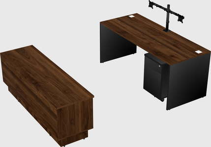 Parallel desk with low credenza