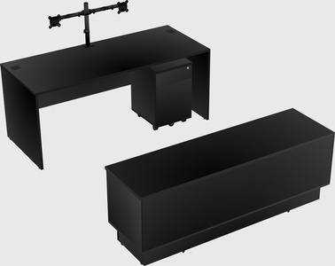 Parallel desk with low credenza