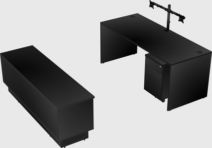 Parallel desk with low credenza