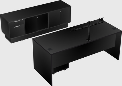 Parallel desk with low credenza