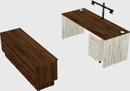 Parallel desk with low credenza