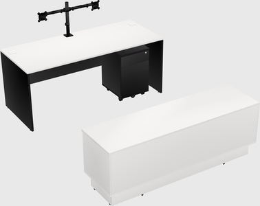 Parallel desk with low credenza
