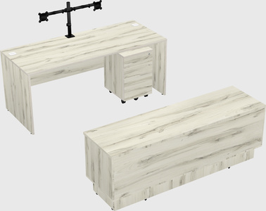 Parallel desk with low credenza