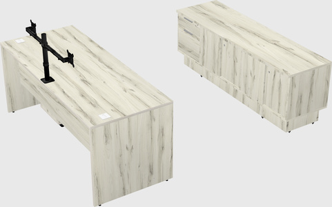 Parallel desk with low credenza