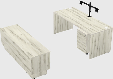 Parallel desk with low credenza