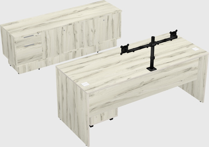 Parallel desk with low credenza