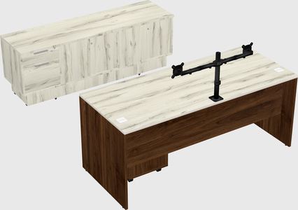 Parallel desk with low credenza