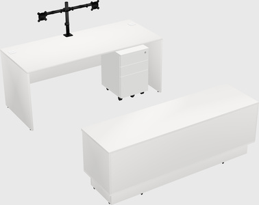 Parallel desk with low credenza
