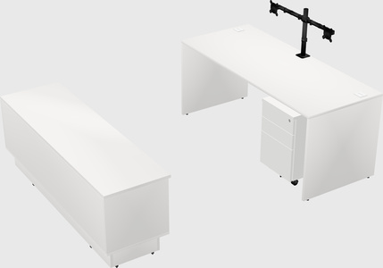 Parallel desk with low credenza