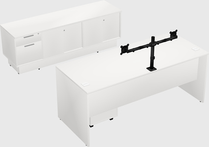 Parallel desk with low credenza