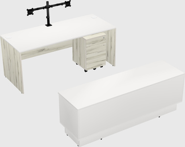 Parallel desk with low credenza