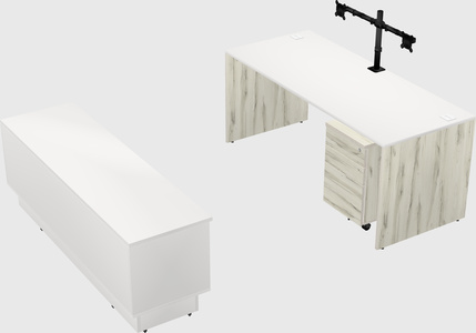 Parallel desk with low credenza