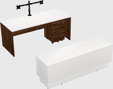 Parallel desk with low credenza