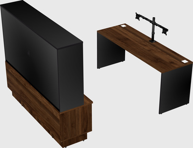Parallel desk with low credenza
