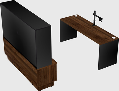 Parallel desk with low credenza