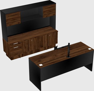 Parallel desk with low credenza