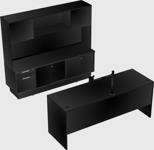 Parallel desk with low credenza