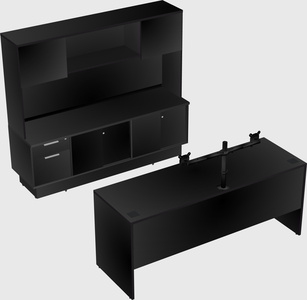 Parallel desk with low credenza