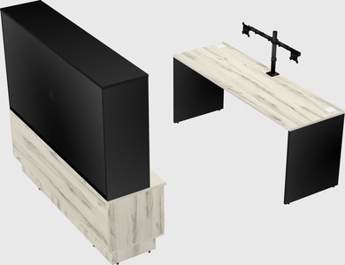 Parallel desk with low credenza
