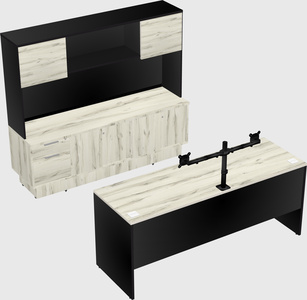 Parallel desk with low credenza