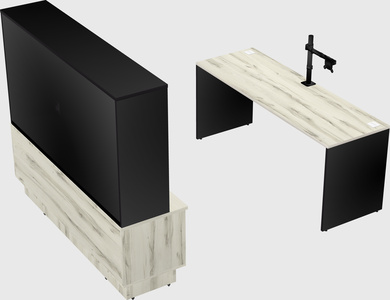 Parallel desk with low credenza