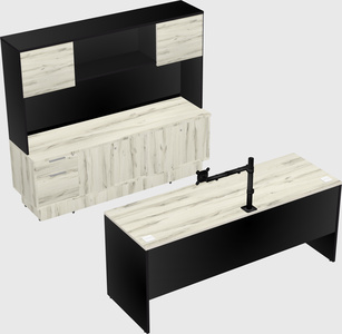 Parallel desk with low credenza