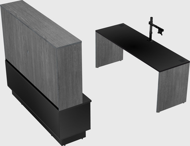 Parallel desk with low credenza