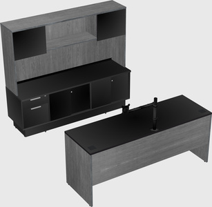 Parallel desk with low credenza