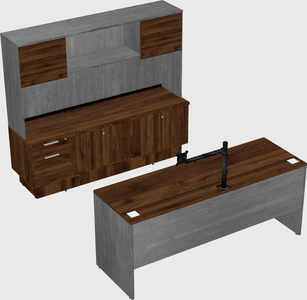 Parallel desk with low credenza