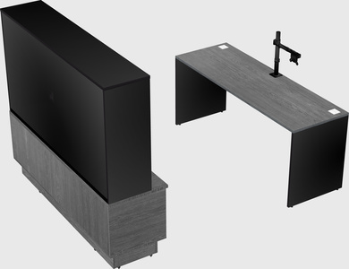 Parallel desk with low credenza
