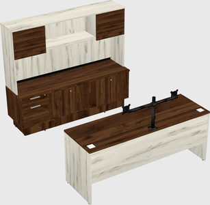 Parallel desk with low credenza