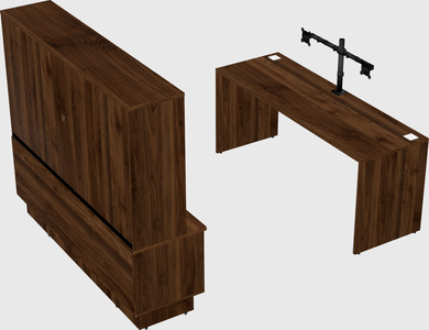 Parallel desk with low credenza
