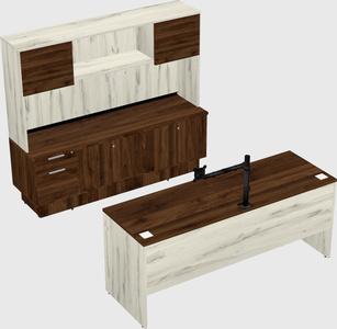 Parallel desk with low credenza