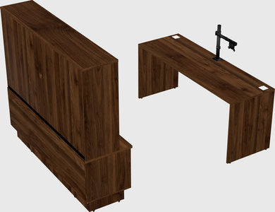 Parallel desk with low credenza