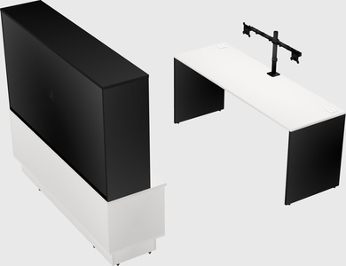 Parallel desk with low credenza