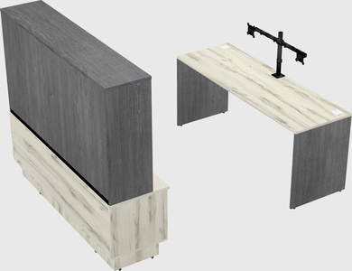 Parallel desk with low credenza