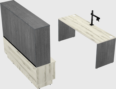 Parallel desk with low credenza