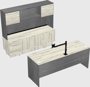 Parallel desk with low credenza