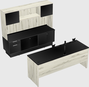 Parallel desk with low credenza