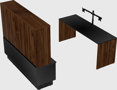 Parallel desk with low credenza