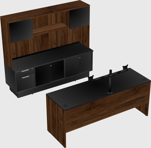 Parallel desk with low credenza