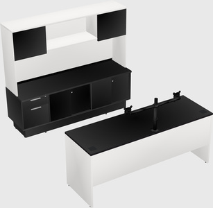 Parallel desk with low credenza