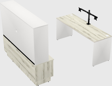 Parallel desk with low credenza