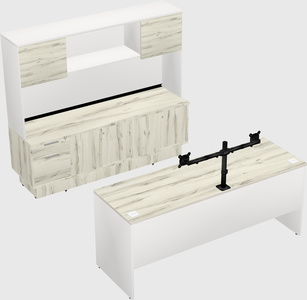 Parallel desk with low credenza