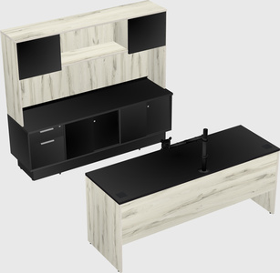 Parallel desk with low credenza